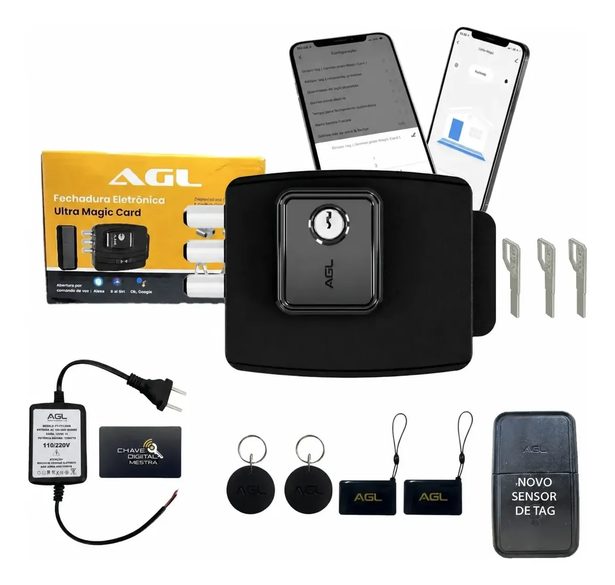 Fechadura Wifi Agl Ultra Magic Card Preta Chave E-code