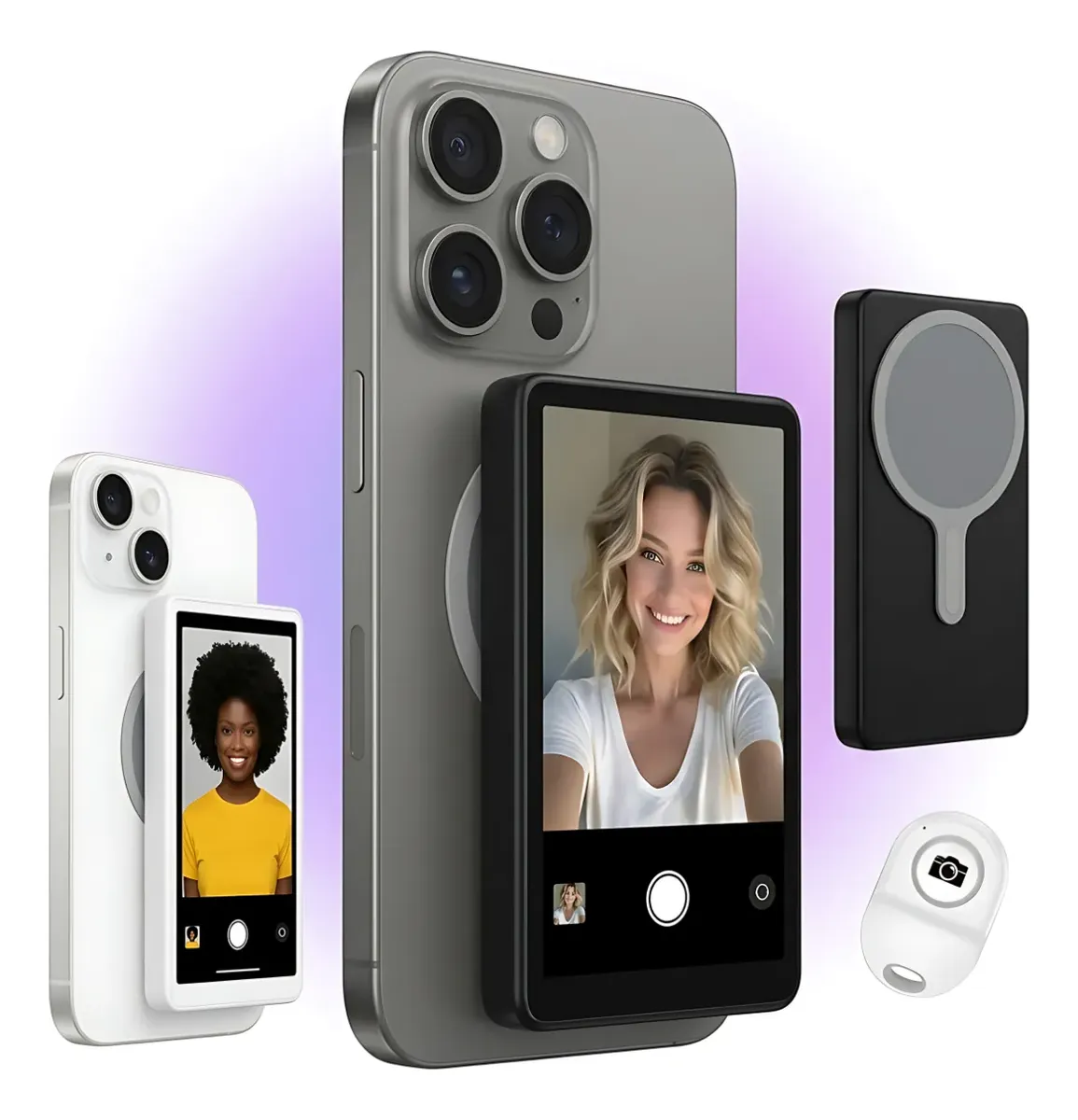 Tela Selfie Monitor Espelho Imã Para Celular Câmera Traseira